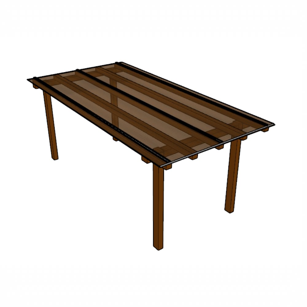 Kit Policarbonato Bronze 4mm 2,00m x 4,00m - Perfis Naturais