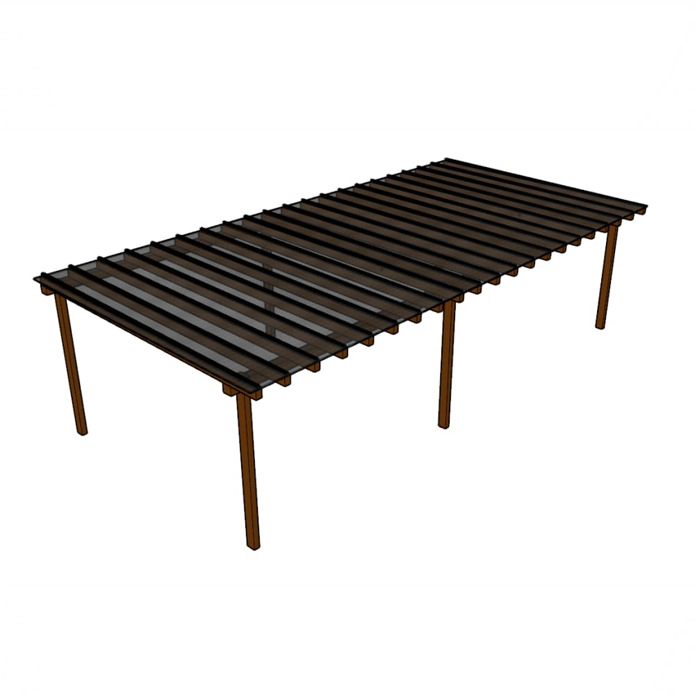 Kit Policarbonato Fume 4mm 10,00m x 6,00m - Perfis Naturais