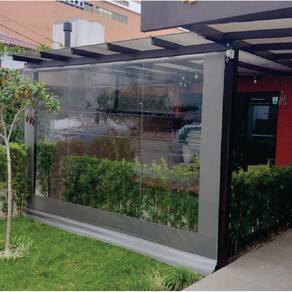 Toldo Cortina Cinza c/ visor - 1,50m x 1,70m - kit completo