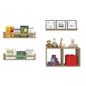 Conjunto com 1 Nicho e 3 Prateleiras Trini Bramov Móveis Carvalho