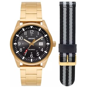 Relógio Orient Masculino Dourado Solar+Pulseira Mgss1254