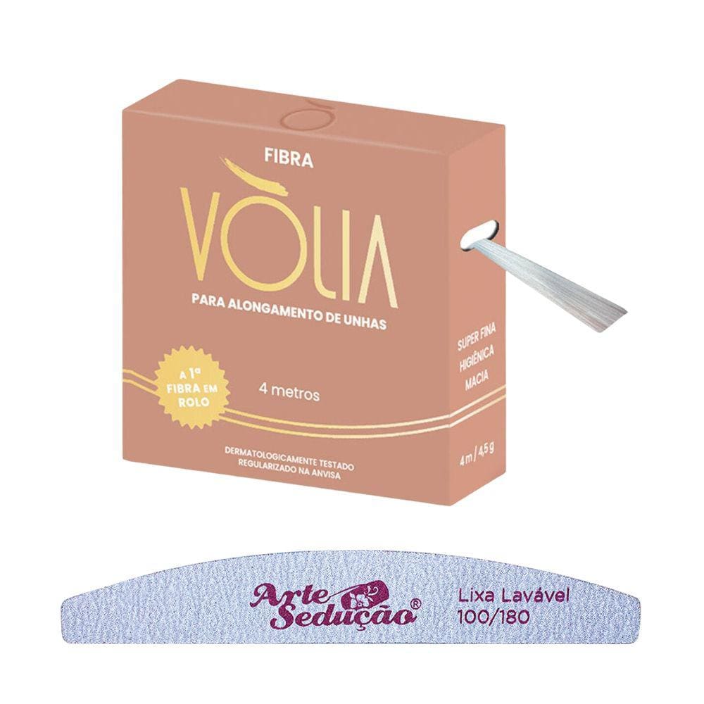 Fibra de Vidro Vòlia Unhas Gel Rolo 4 Metros + Lixa Lavável