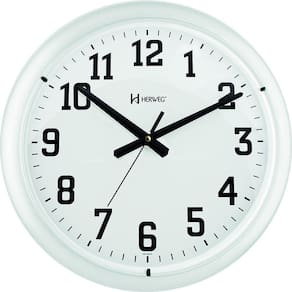 Relógio 6129 Parede 40 Cm Preto Branco E Prata Grande Herweg Novo Branco