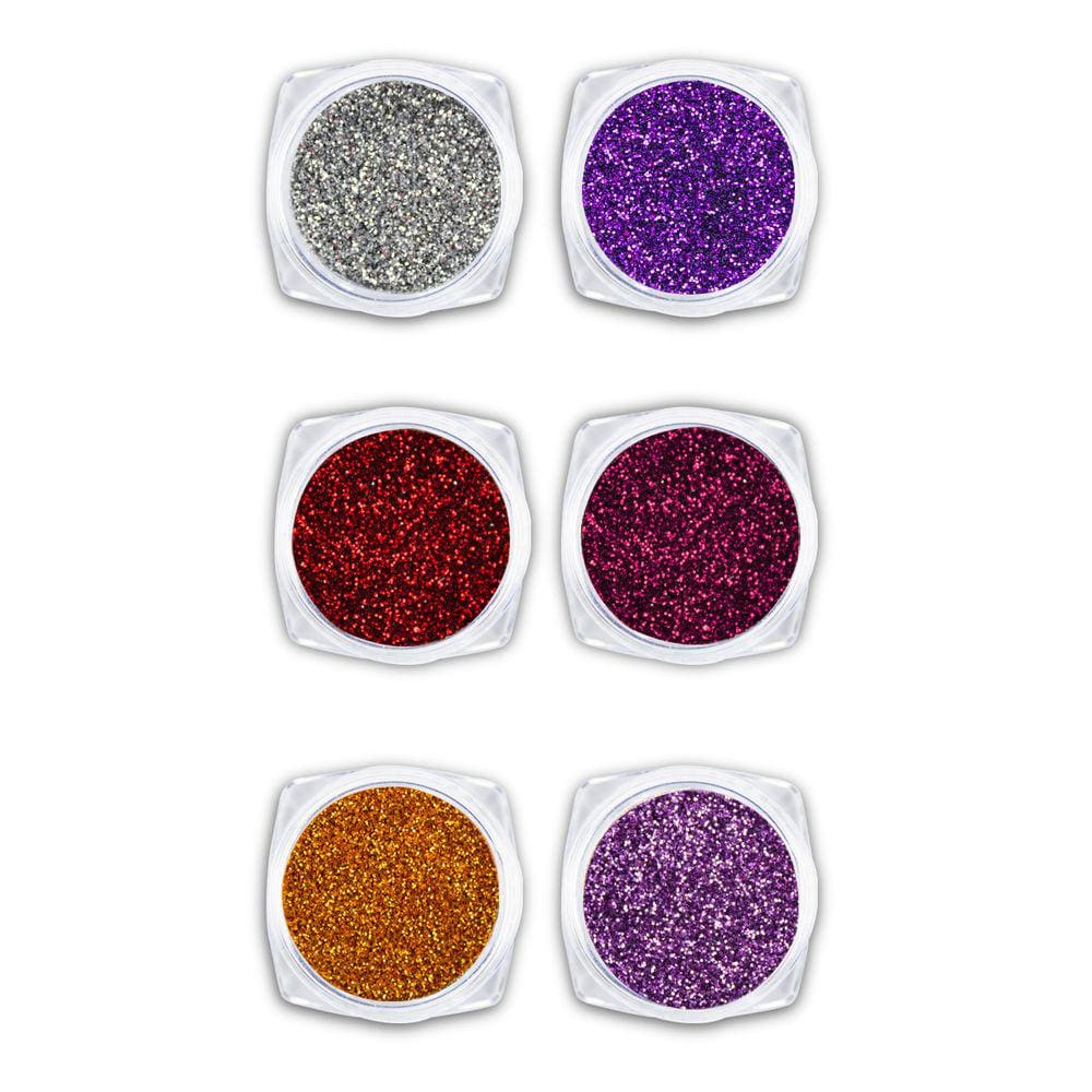 Kit 6 Glitters Finos Decoração de Unhas Manicure Multicolor