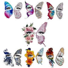Kit 3 Adesivos Strass Carnaval Borboleta Lado Esquerdo