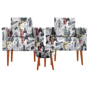 Kit 02 Poltronas Luxo Decorativas Nina E Puff Suede Paris Vermelho