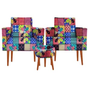 Kit 02 Poltronas Luxo Decorativas Nina E Puff Suede Primavera