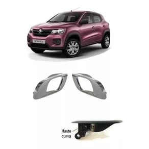 Par Maçaneta Gatilho Puxador Interno Kwid Haste Curva Cromada