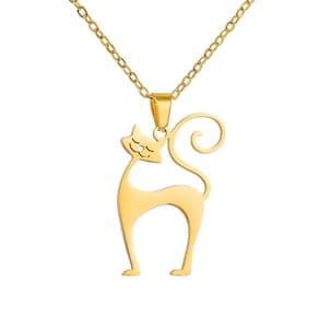 Colar Corrente Feminina Pingente Gato Judith Banho Ouro 18k