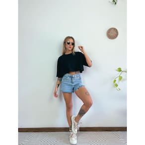 Camiseta Cropped Oversized Aveloz- Preta
