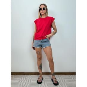 Regata Feminina Aveloz Ombro Cai´do- Vermelho