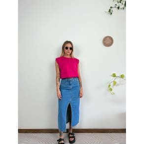 Camiseta Aveloz Feminina Muscle Tee com elástico Rosa Pink