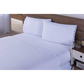 Jogo De Lençol Cama Viúva 100% Algodão 200 Fios 4 Pçs Branco