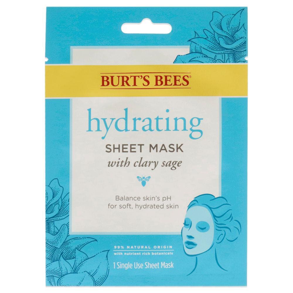Máscara de lençol Burts Bees Hydrating com Clary Sage para mulheres