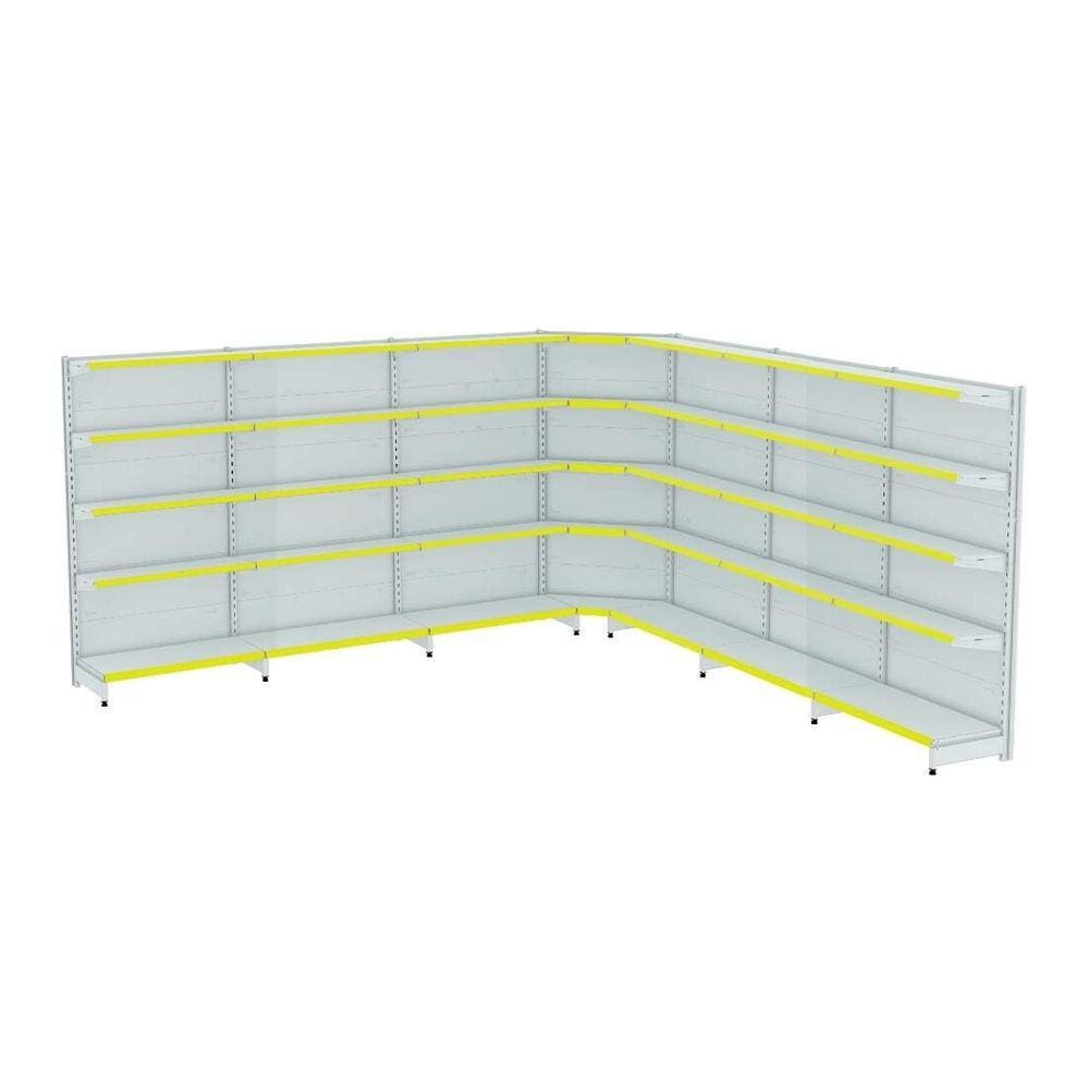 Gondola Parede 202 Amapa FIT Kit 6 Metros 1 Canto Porta etiqueta Amarelo Amapá