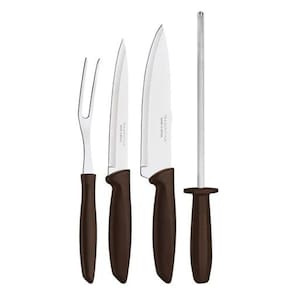 Kit para Churrasco Plenus com Lâminas em Aço Inox e Cabos de Polipropileno Marrom 4 Peças - Tramontina