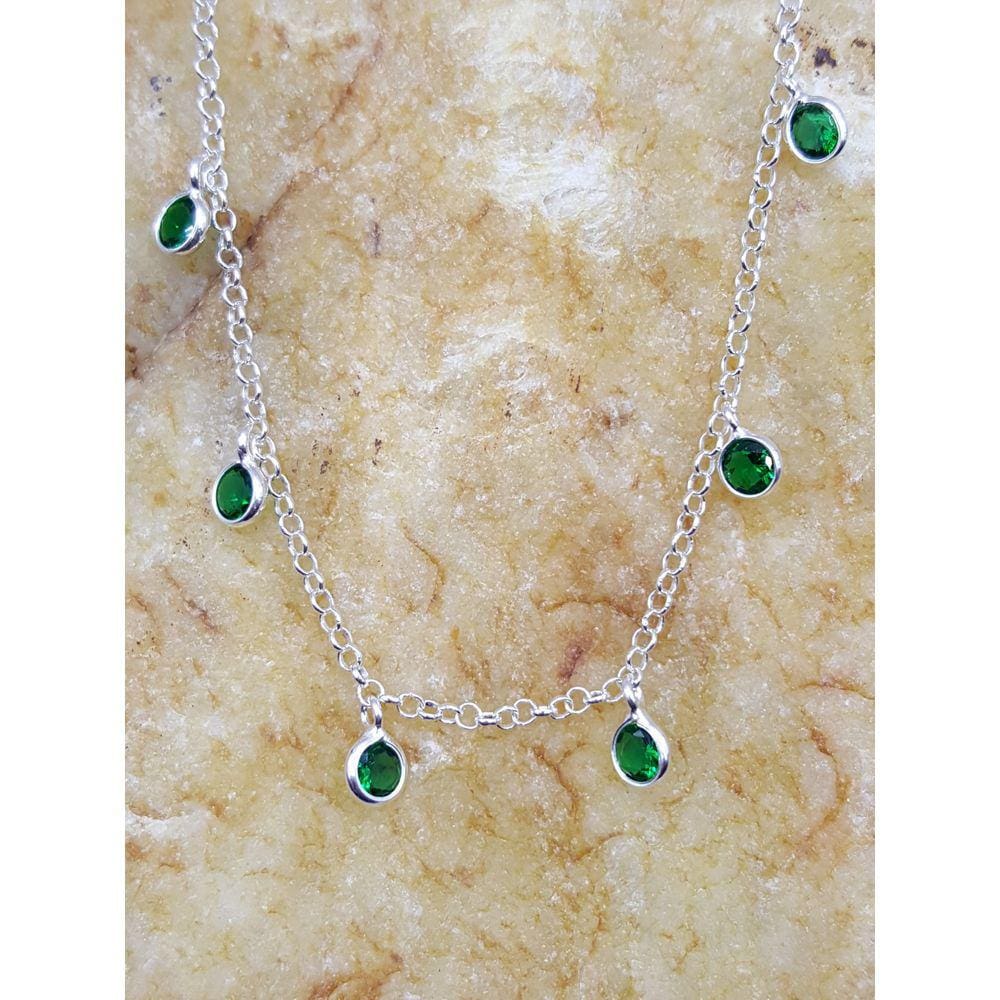 Pulseira De Prata 925 Ponto De Luz Zircônia Verde
