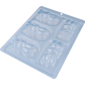 2 Formas Coelhinho 50g Especial c/ silicone 3 partes pascoa bwb 10334 Chocolate