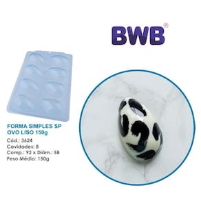 3 Formas de ovo de pascoa liso 150g simples bwb 3624 semi profisssional