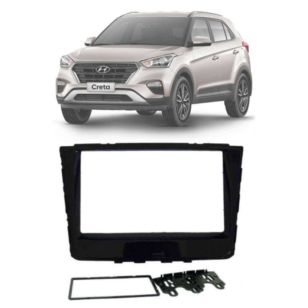 Moldura 2 Din Fiamon Hyundai Creta 2017 até 2021 Black Piano