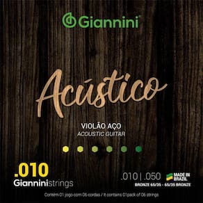 Encordoamento GIANNINI para Violão Aço Tensão .010 (Bronze) - GESWAM