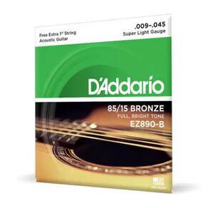 Encordoamento D`ADDARIO para Violão Aço em Bronze 85/15 Super Light Gauge - EZ890-B 009 045