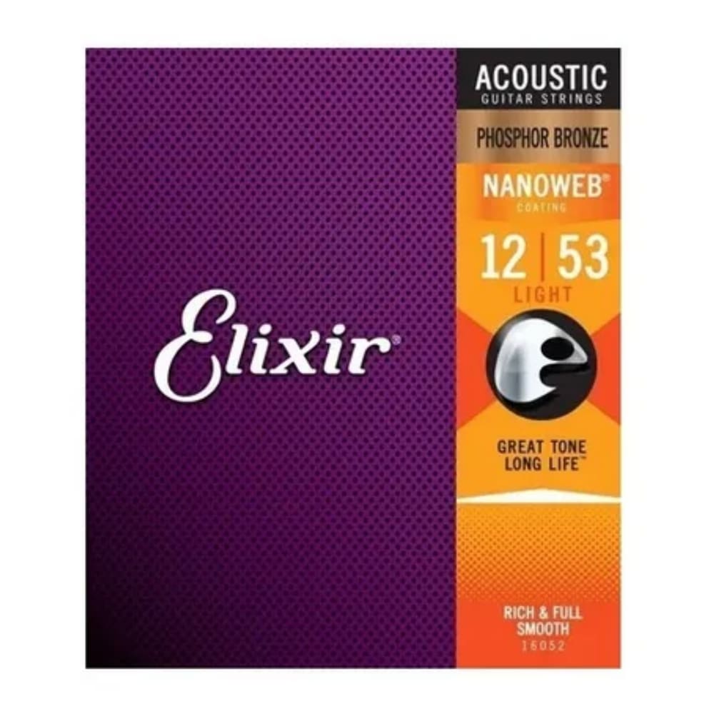 Encordoamento 012 Light Phosphor Bronze para Violão Aço 16052 ELIXIR