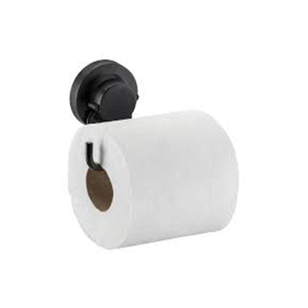 Porta Papel Higiênico Ventosa Preto Fosco Banheiro Suporte