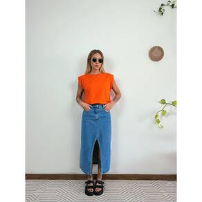 Camiseta Aveloz Feminina Muscle Tee com elástico Laranja