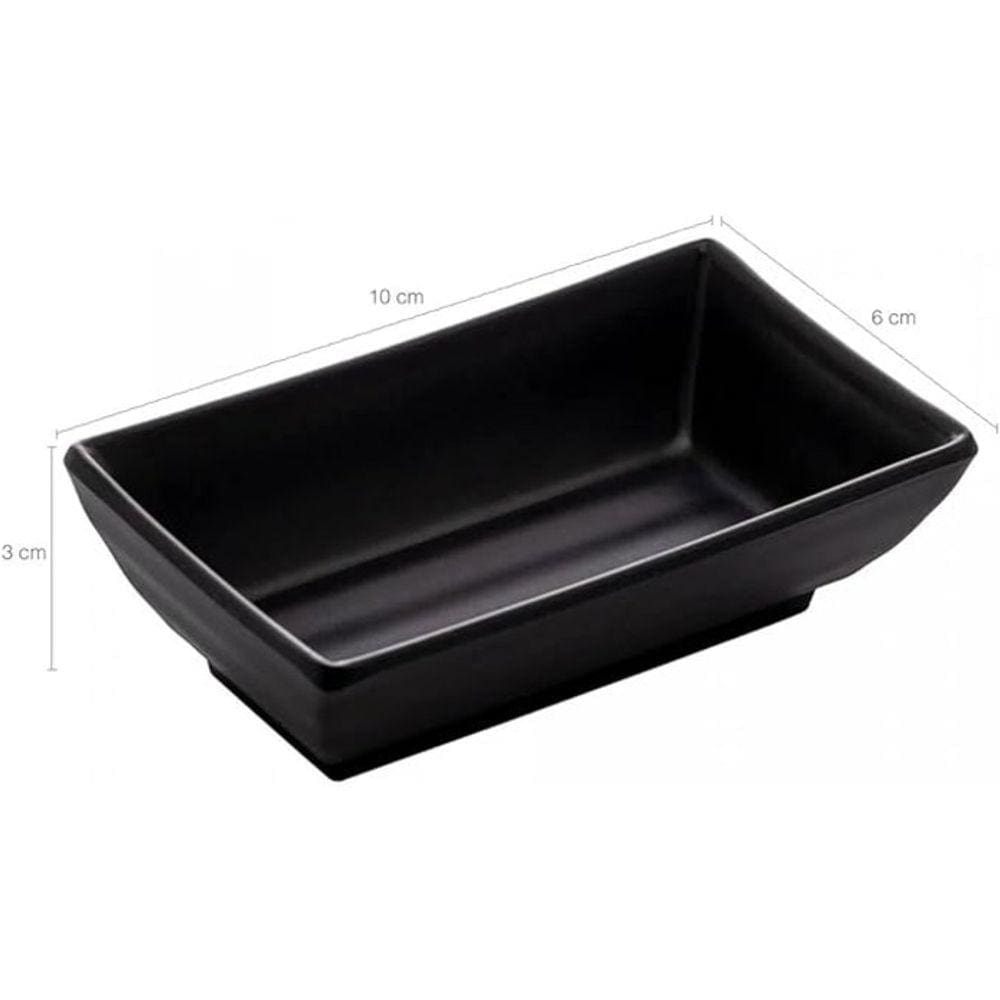 Porta Shoyu Retangular de Melamina Tóquio Preto 10cm x 6cm x