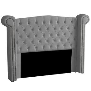 Cabeceira Casal 140cm Decorativa Ayla Veludo Cinza - Montanaris Decor