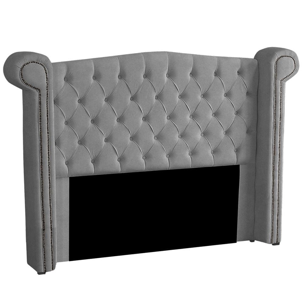 Cabeceira Solteiro 100cm Decorativa Ayla Veludo Cinza - Montanaris Decor