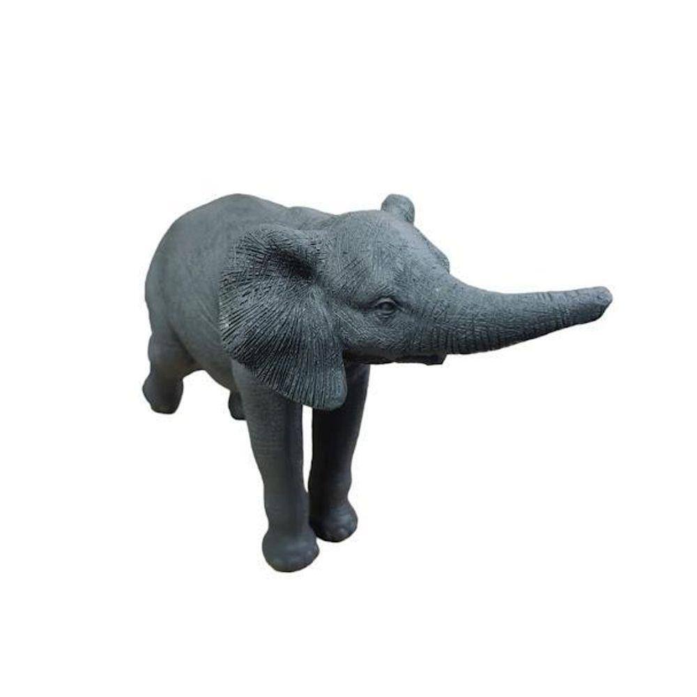 Escultura Elefante Em Poliresina Preto 15Cm Mart Decorativo