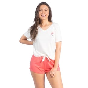 Conjunto Pijama Manga Curta Short Flores Roupa Dormir Calor