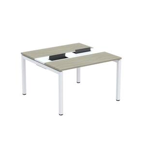 Mesa Plataforma Dupla com Pé de Aço para Coworking 120x120 Pdc12/12/2p Nogueira Casablanca/Branco