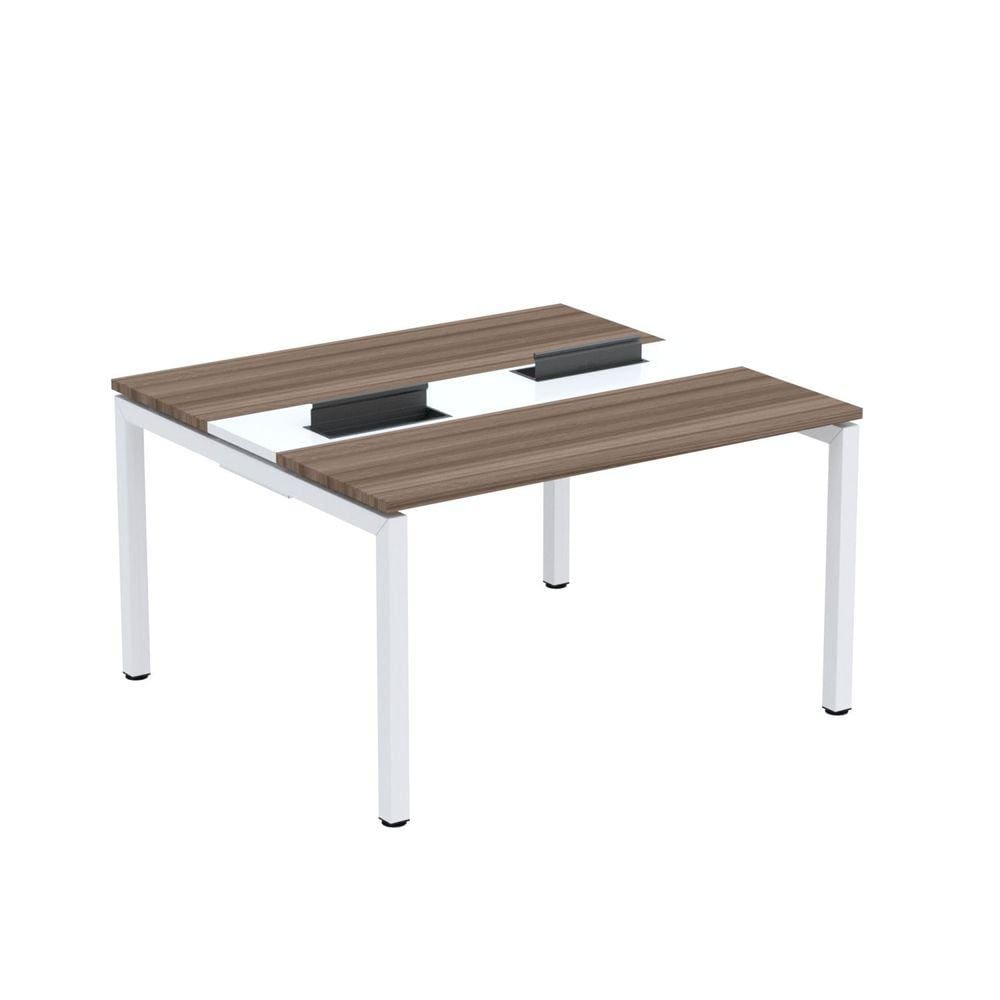 Mesa Plataforma Dupla com Pé de Aço para Coworking 130x120 Pdc13/12/2p Walnut/Branco