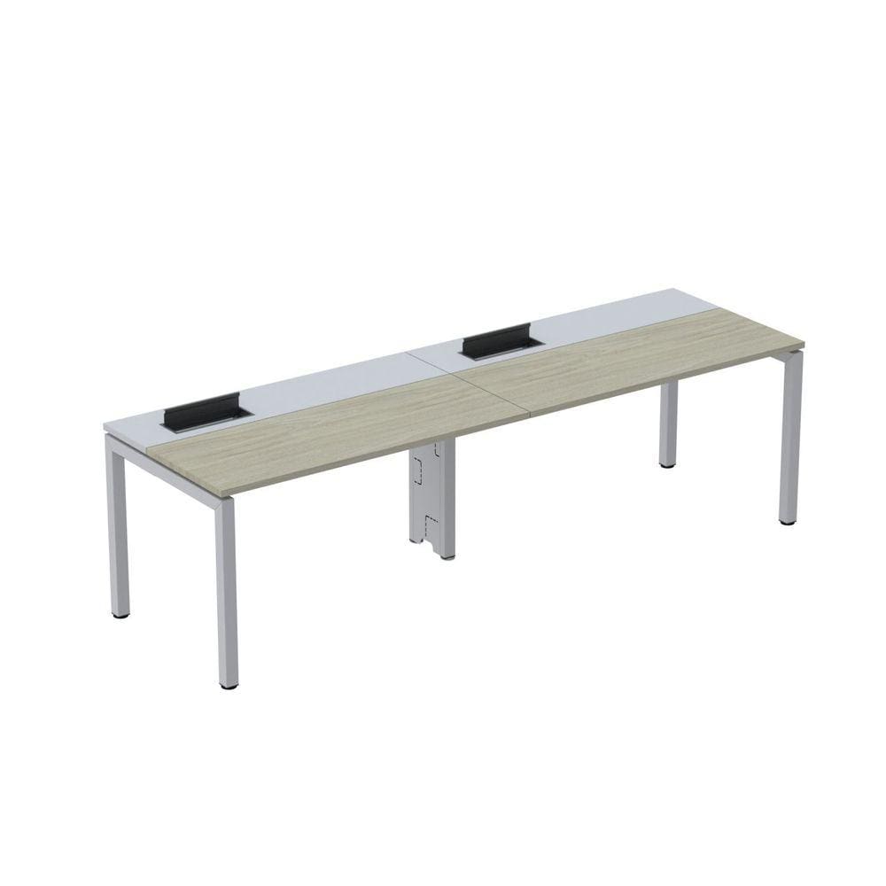 Mesa Plataforma para Coworking para 2 Pessoas 120x792 Psc120 Nogueira Casablanca/Cinza