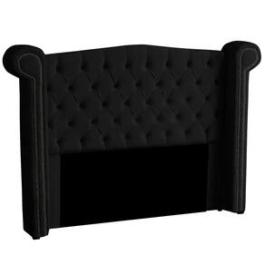 Cabeceira Casal 140cm Decorativa Ayla Veludo Preto - Montanaris Decor
