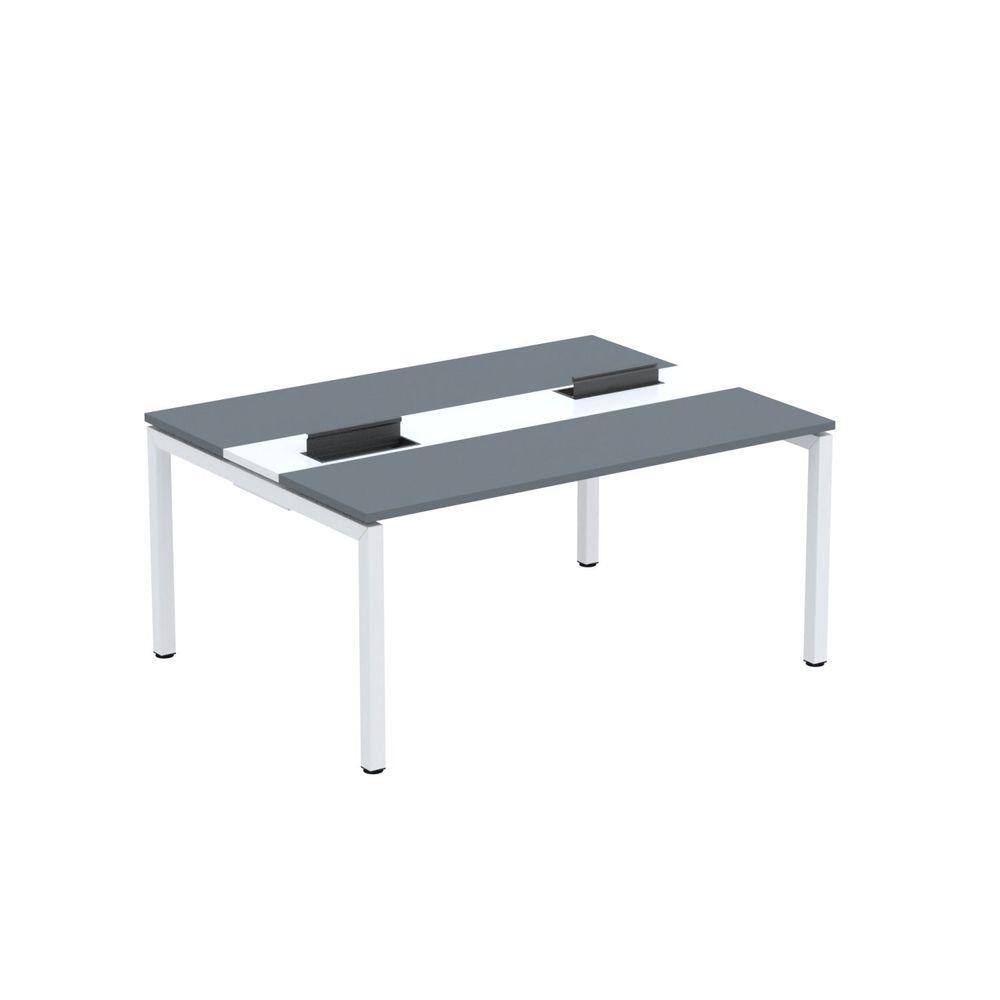 Mesa Plataforma Dupla com Pé de Aço para Coworking 160x120 Pdc16/12/2p Grafito/Branco
