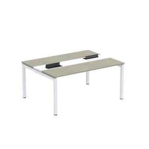Mesa Plataforma Dupla com Pé de Aço para Coworking 160x120 Pdc16/12/2p Nogueira Casablanca/Branco