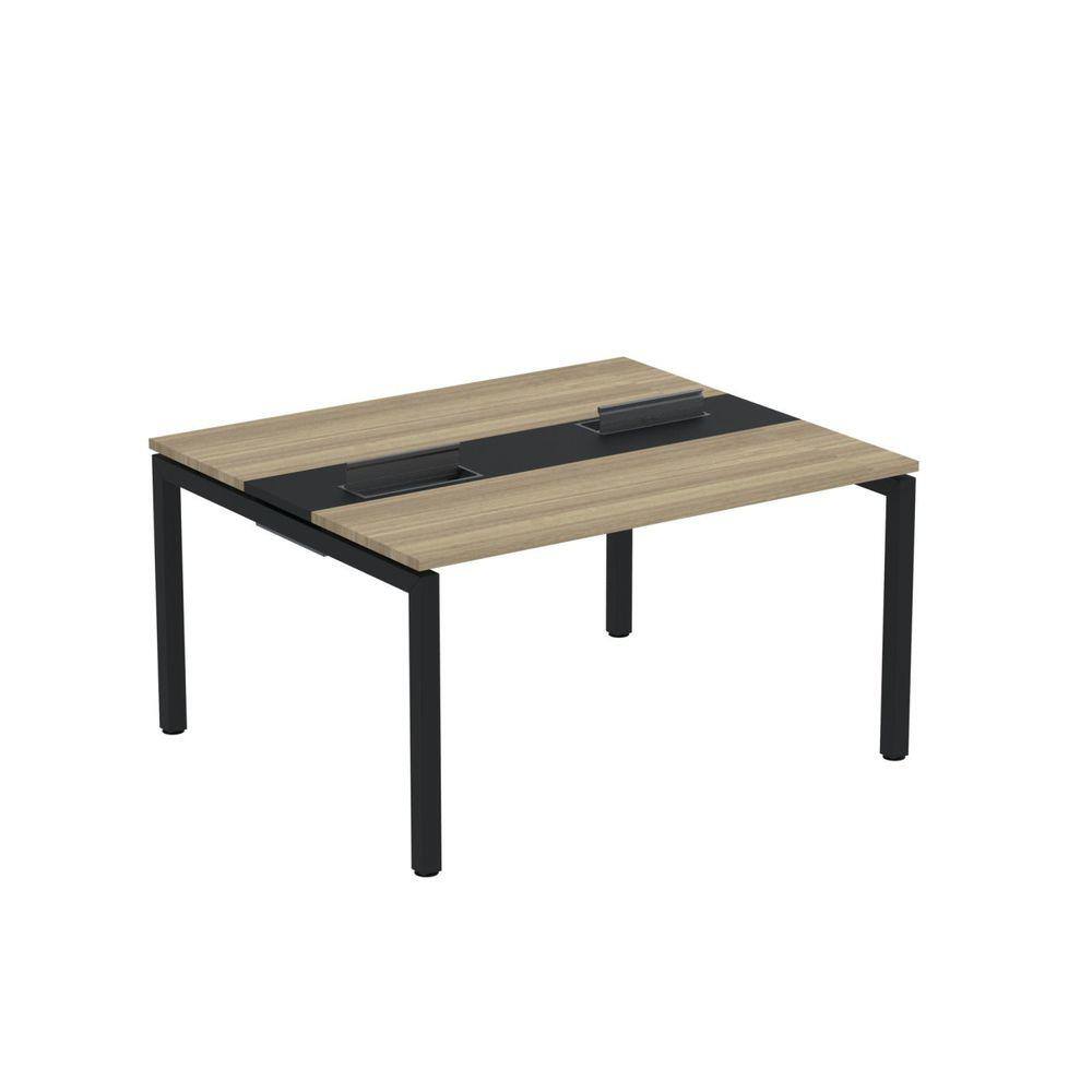 Mesa Plataforma Dupla com Pé de Aço para Coworking 140x120 Pdc14/12/2p Noce Naturalle/Preto