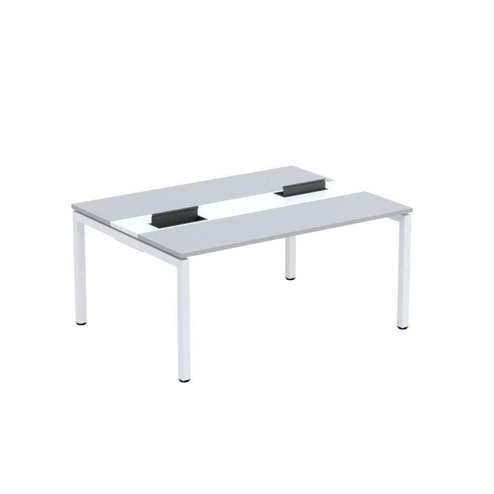 Mesa Plataforma Dupla com Pé de Aço para Coworking 160x120 Pdc16/12/2p Cinza/Branco