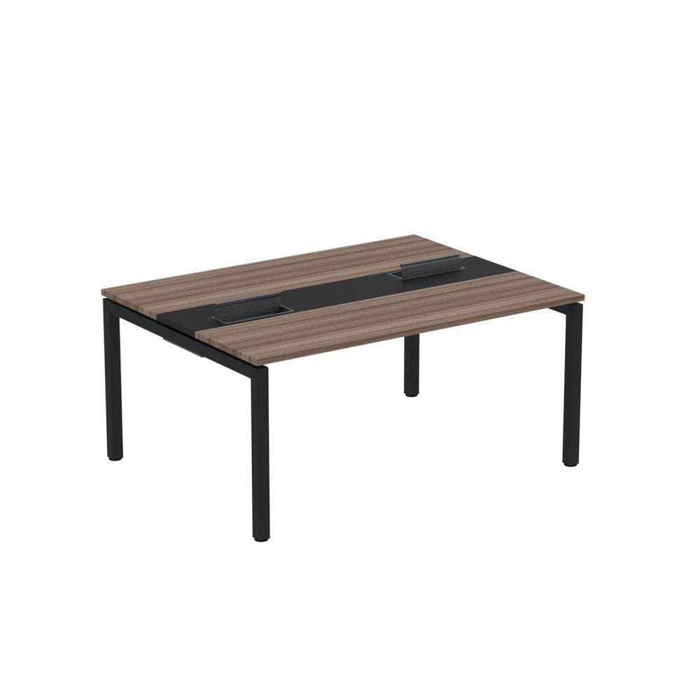 Mesa Plataforma Dupla com Pé de Aço para Coworking 160x120 Pdc16/12/2p Walnut/Preto