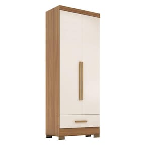 Guarda-roupa 2 Portas 1 Gaveta Smart Plus Espresso Móveis Marrom Off/White
