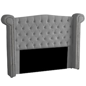 Cabeceira Solteiro 90cm Decorativa Ayla Veludo Cinza - Montanaris Decor