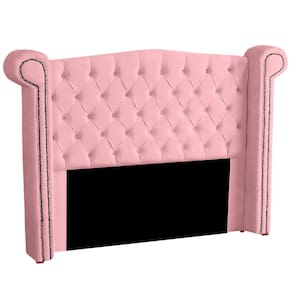 Cabeceira Solteiro 90cm Decorativa Ayla Veludo Rosa Bebê - Montanaris Decor