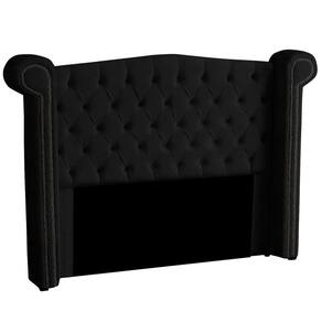 Cabeceira Solteiro 100cm Decorativa Ayla Veludo Preto - Montanaris Decor