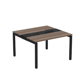 Mesa Plataforma Dupla com Pé de Aço para Coworking 120x120 Pdc12/12/2p Walnut/Preto