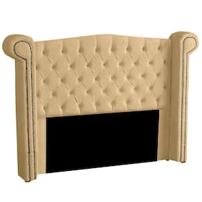 Cabeceira Solteiro 100cm Decorativa Ayla Veludo Bege - Montanaris Decor