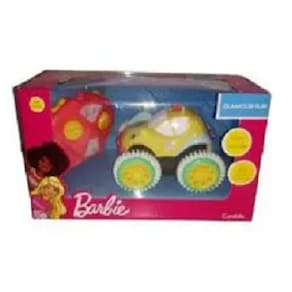 Carrinho Barbie Controle Remoto Glamour Fip Amarelo - Corre, Capota, Levanta - Candide